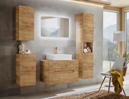 Szafka pod umywalkę nastawną 80 cm ARUBA dąb craft złoty