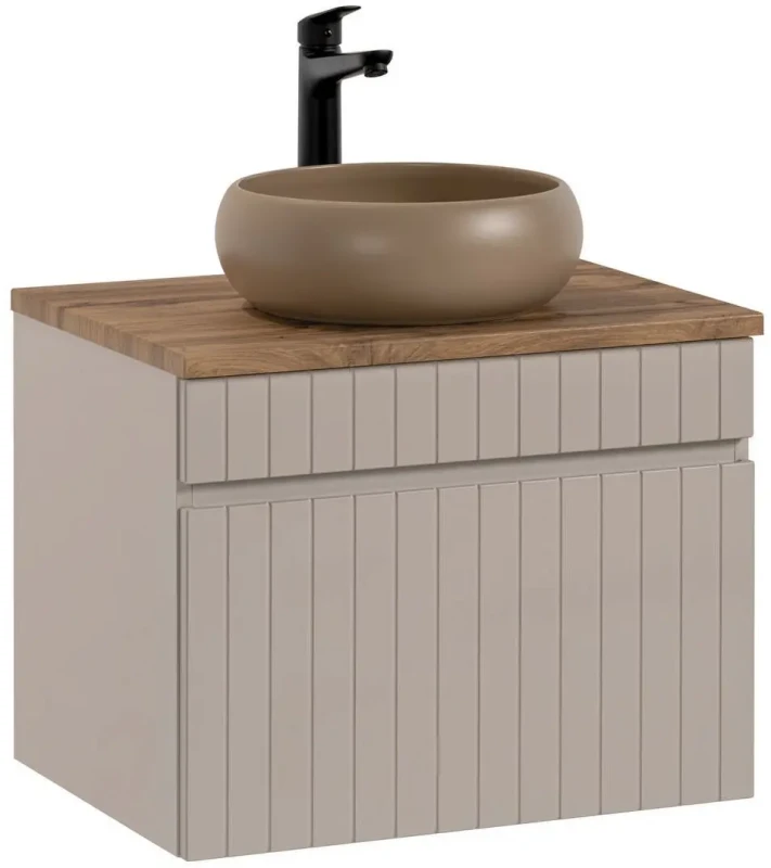 Szafka łazienkowa 60 cm ICONIC CASHMERE z umywalką WIKI i blatem 60 cm