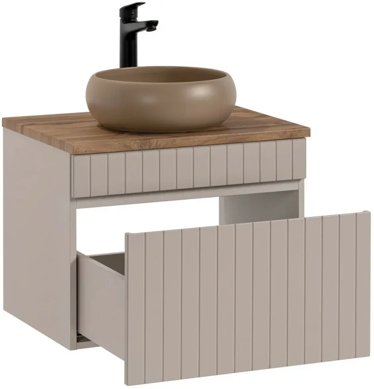 Szafka łazienkowa 60 cm ICONIC CASHMERE z umywalką WIKI i blatem 60 cm
