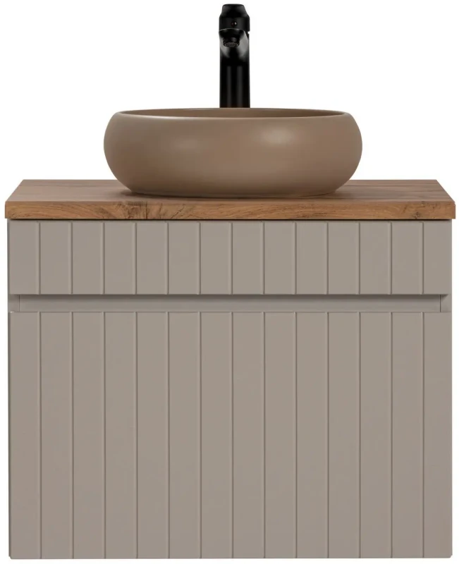 Szafka łazienkowa 60 cm ICONIC CASHMERE z umywalką WIKI i blatem 60 cm