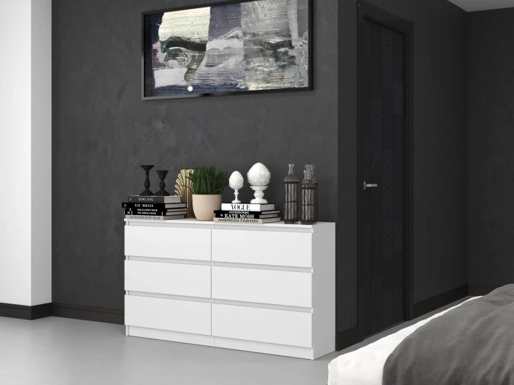 Komoda Malwina 6 szuflad 140cm Biała