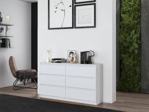 Komoda Malwina 6 szuflad 140cm Biała