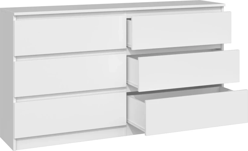 Komoda Malwina 6 szuflad 140cm Biała