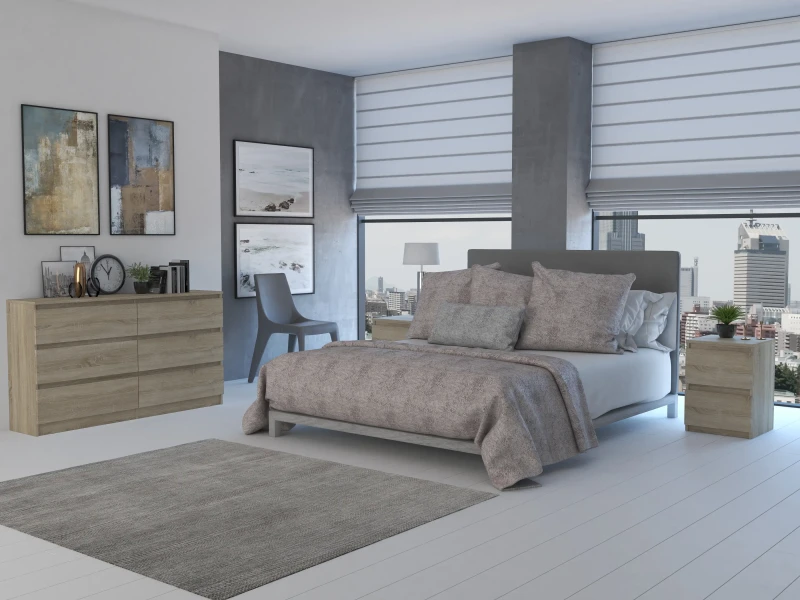 Komoda Malwina 6 szuflad 140cm dąb sonoma