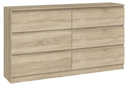 Komoda Malwina 6 szuflad 140cm dąb sonoma