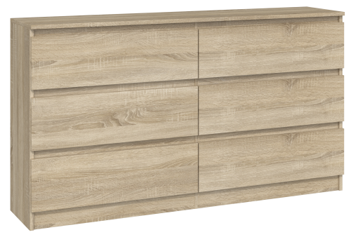Komoda Malwina 6 szuflad 140cm dąb sonoma