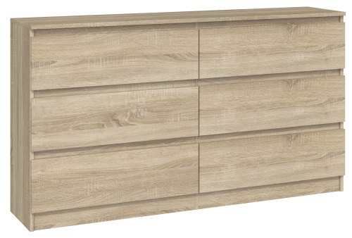 Komoda Malwina 6 szuflad 140cm dąb sonoma