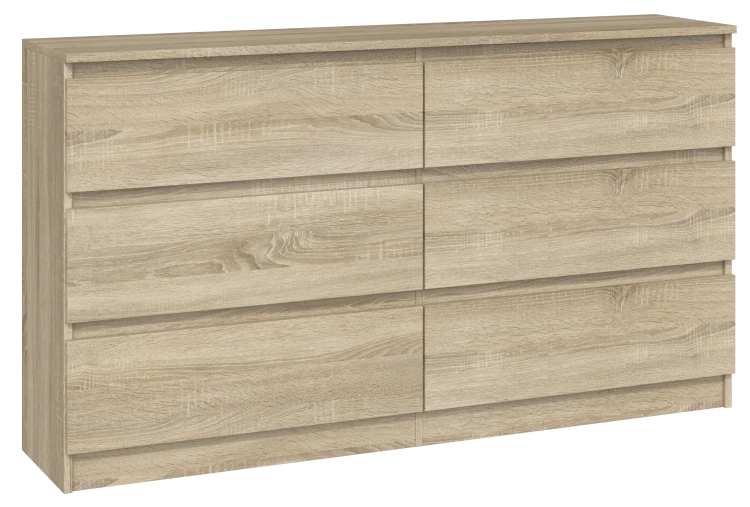 Komoda Malwina 6 szuflad 140cm dąb sonoma