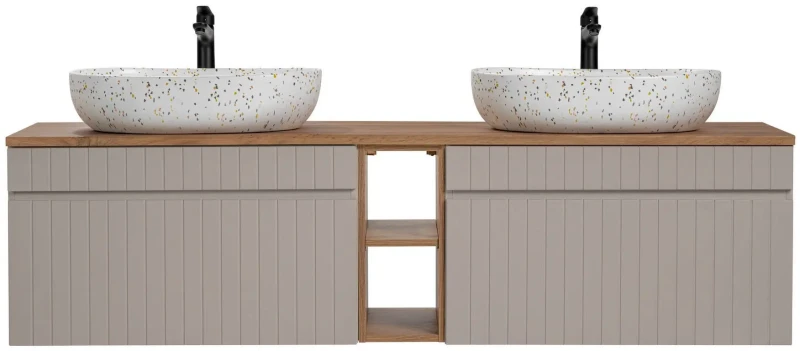 Zestaw mebli łazienkowych ICONIC CASHMERE z dwoma umywalkami Lili i blatem 180 cm - 6 elementów