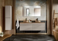 Zestaw mebli łazienkowych ICONIC CASHMERE A06 z szafką pod umywalkę 160 cm - 9 elementów