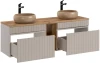 Zestaw mebli łazienkowych ICONIC CASHMERE z dwoma umywalkami WIKI i blatem 140 cm - 6 elementów