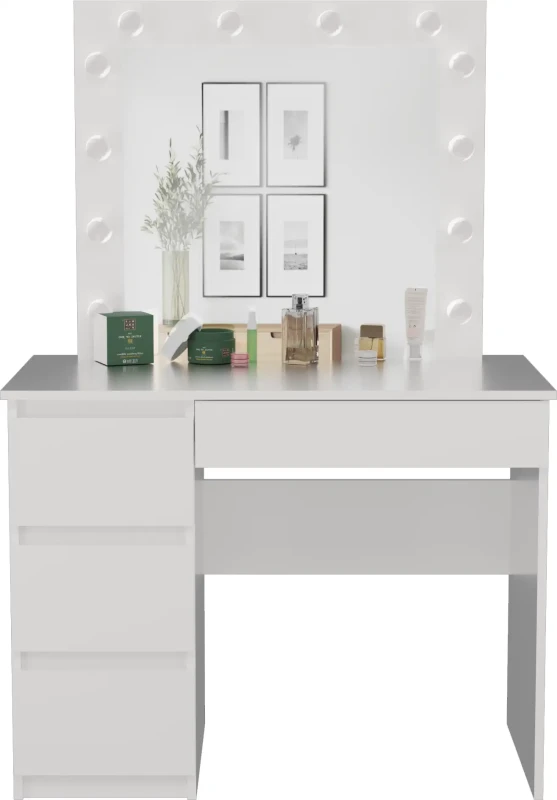Toaletka Maria z lustrem LED i szufladami biały mat
