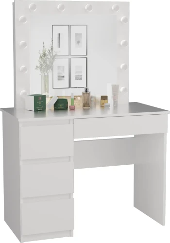 Toaletka Maria L z lustrem LED i szufladami biały mat