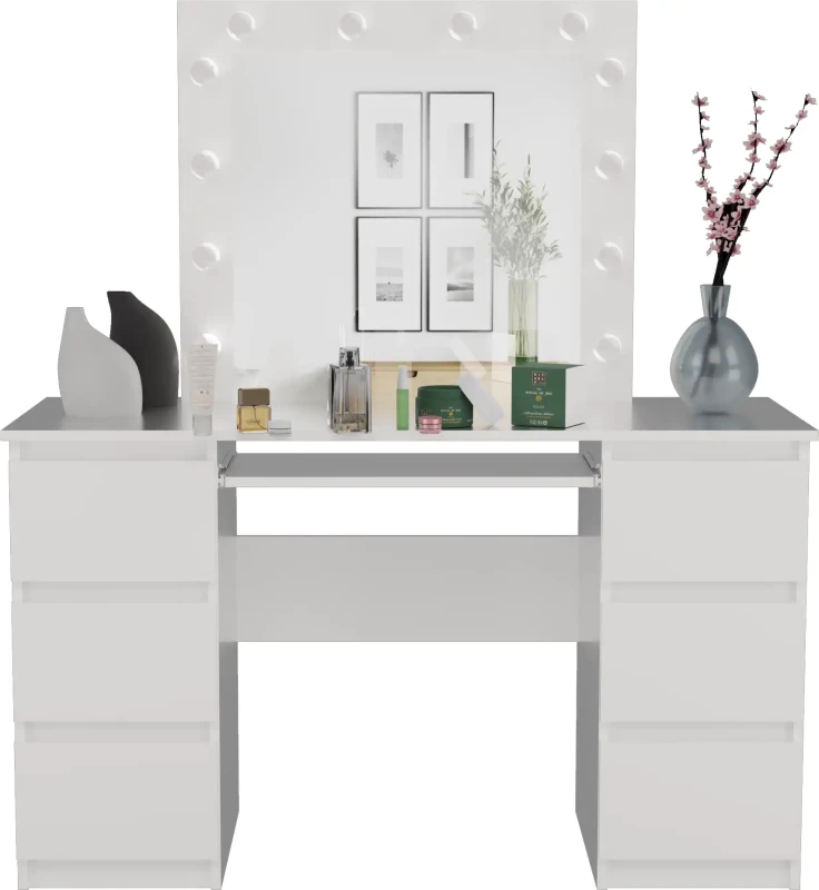 Toaletka Maria z lustrem LED i 6 szufladami biały mat