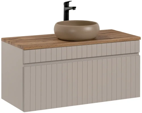 Zestaw mebli łazienkowych ICONIC CASHMERE szafka łazienkowa 100 cm z umywalką WIKI i blatem 100 cm