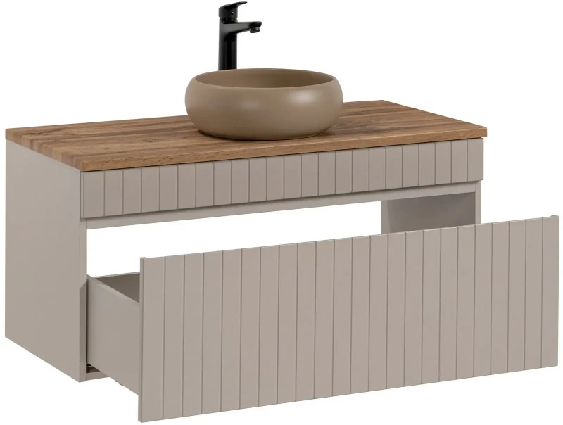 Szafka łazienkowa 100 cm ICONIC CASHMERE z umywalką WIKI i blatem 100 cm