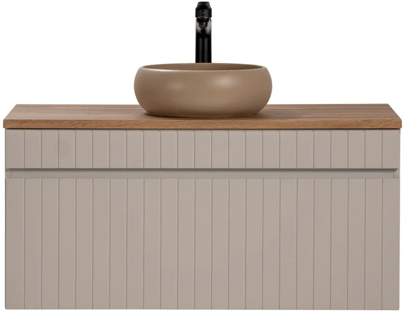 Szafka łazienkowa 100 cm ICONIC CASHMERE z umywalką WIKI i blatem 100 cm