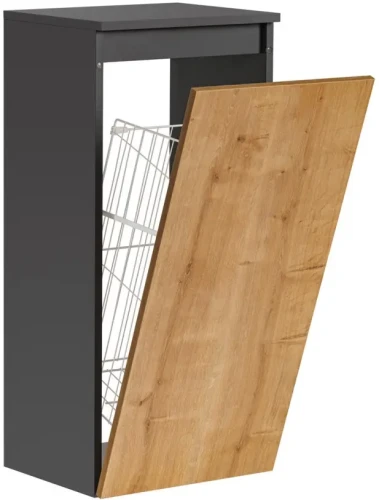 Szafka łazienkowa z koszem na pranie MONAKO szary diamentowy /  dąb hamilton