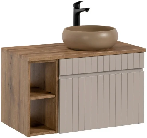 Zestaw mebli łazienkowych ICONIC CASHMERE z umywalką WIKI i blatem 80 cm - 4 elementy