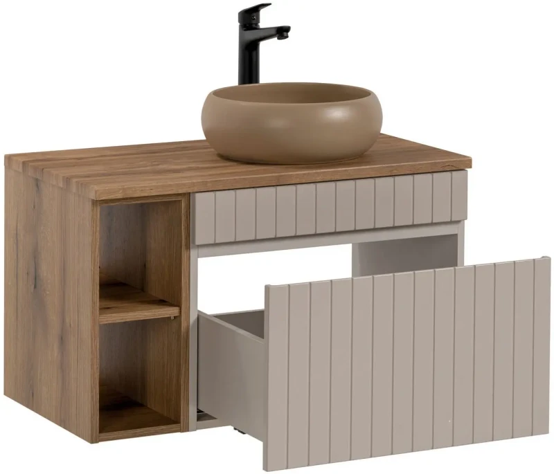 Zestaw mebli łazienkowych ICONIC WHITE z umywalką WIKI i blatem 80 cm - 4 elementy