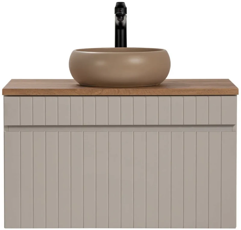 Szafka łazienkowa 80 cm ICONIC CASHMERE z umywalką WIKI i blatem 80 cm