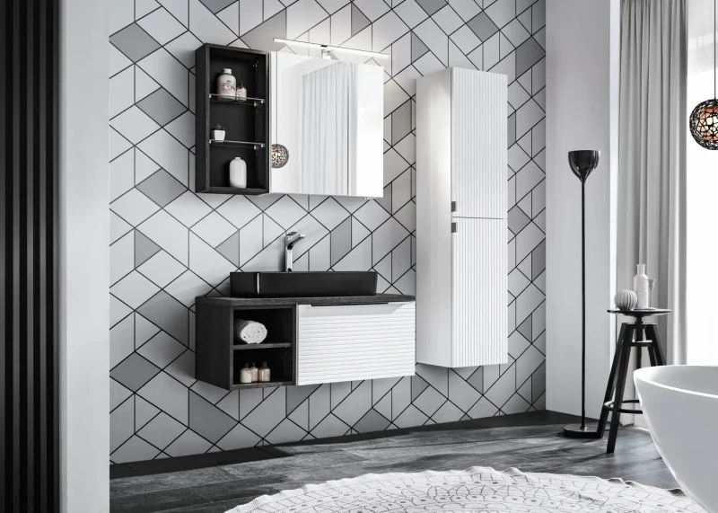 Regał łazienkowy górny LEONARDO dąb sherman