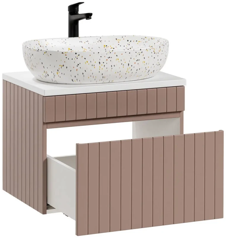 Szafka łazienkowa 60 cm ICONIC ROSE z umywalką LILI i blatem 60 cm