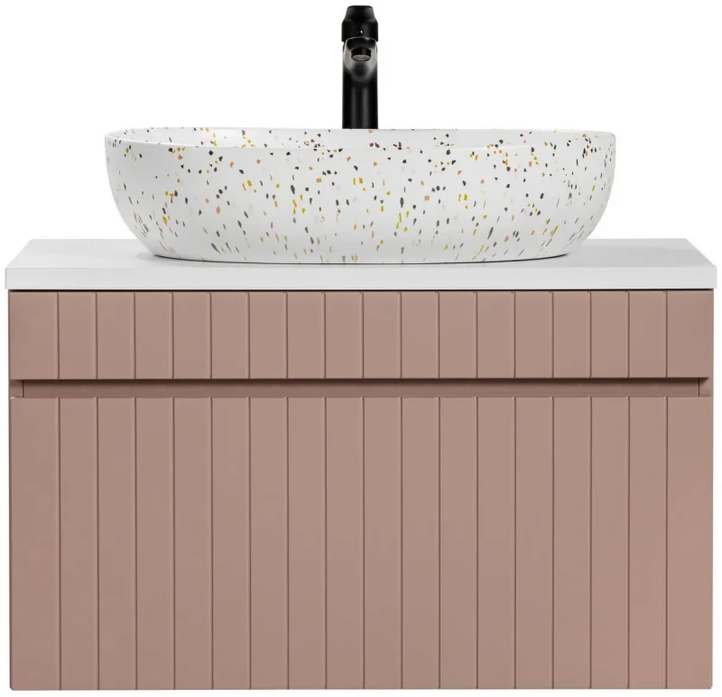 Szafka łazienkowa 80 cm ICONIC ROSE z umywalką LILI i blatem 80 cm