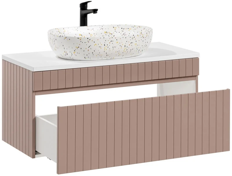 Szafka łazienkowa 100 cm ICONIC ROSE z umywalką LILI i blatem 100 cm
