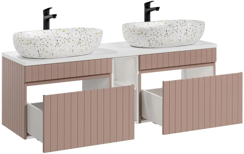 Zestaw mebli łazienkowych ICONIC ROSE (aranżacja z blatem i umywalkami UN-LILI-MW21)