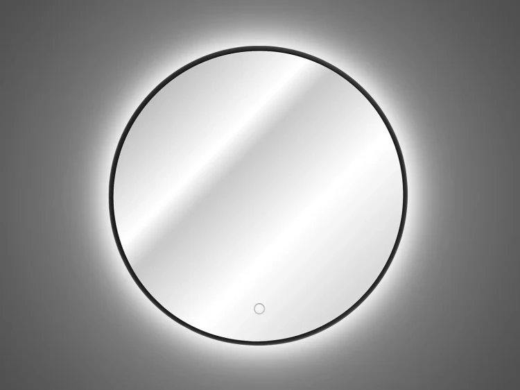 Lustro w czarnej ramie z oświetleniem LED 60 cm LUNA