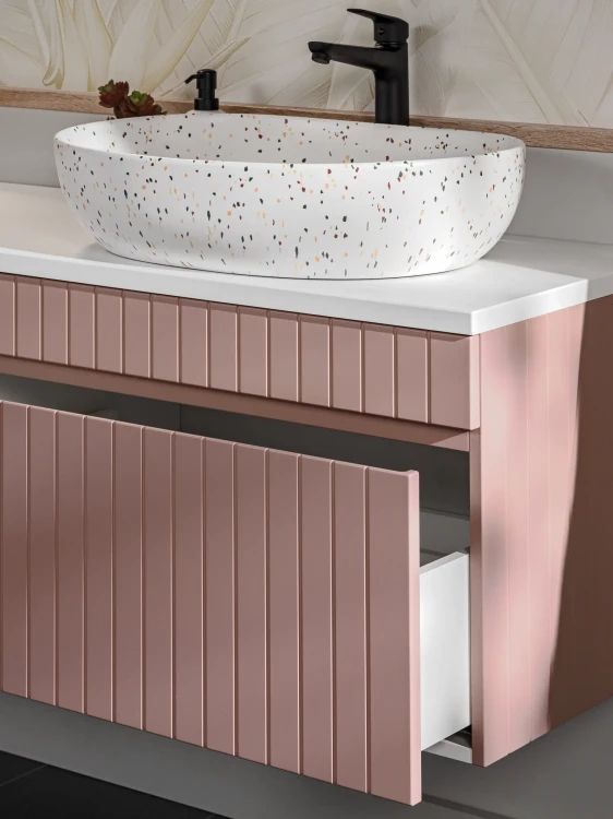 Zestaw mebli łazienkowych ICONIC ROSE z szafką pod umywalkę 80 cm - 6 elementów