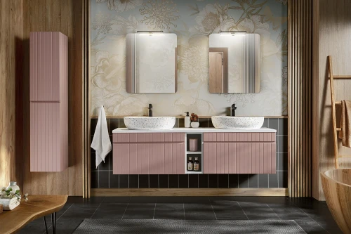 Zestaw mebli łazienkowych ICONIC ROSE A01 z szafką pod umywalkę 180 cm - 11 elementów