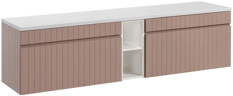 Zestaw mebli łazienkowych ICONIC ROSE (2x szafka pod umywalkę ICONIC ROSE 82-80-E-1S + regał dolny ICONIC WHITE 81-01-A + blat ICONIC WHITE 89-180-B)