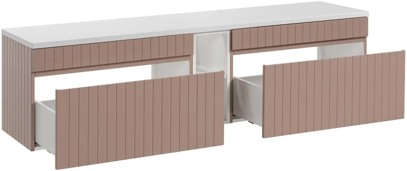 Zestaw mebli łazienkowych ICONIC ROSE (2x szafka pod umywalkę ICONIC ROSE 82-80-E-1S + regał dolny ICONIC WHITE 81-01-A + blat ICONIC WHITE 89-180-B)