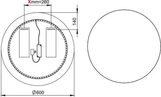 Lustro 60 cm HESTIA LED złote