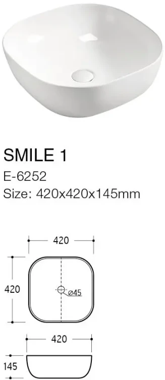 Szafka łazienkowa 60 cm ADEL WHITE (umywalka ceramiczna nadblatowa UM-6252 SMILE 40 DP - rysunek techniczny)