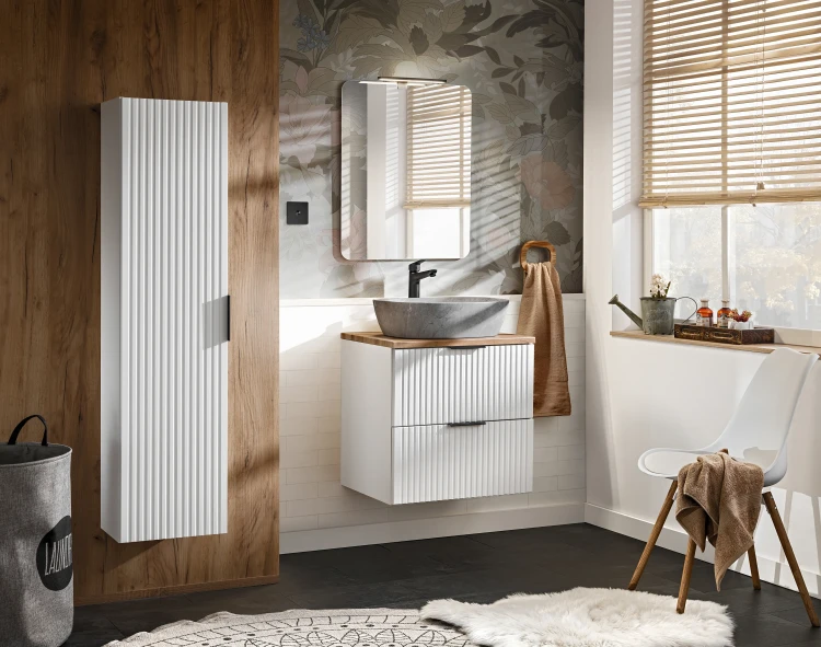 Zestaw mebli łazienkowych ADEL WHITE z szafką pod umywalkę 60 cm - 6 elementów
