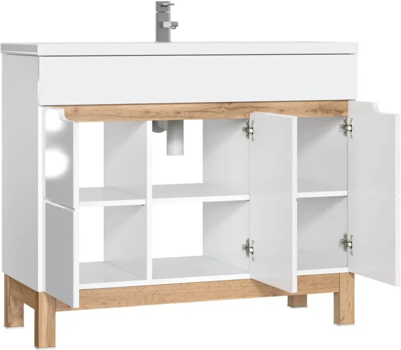 Zestaw mebli łazienkowych BW SPRIT A100 biały z szafką pod umywalkę 100 cm - 5 elementów