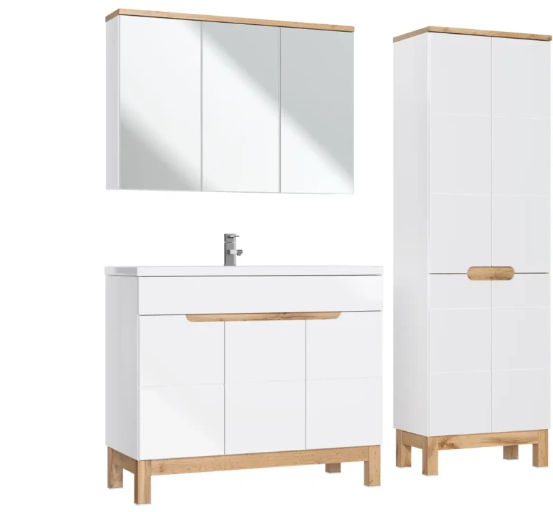 Zestaw mebli łazienkowych BW SPRIT A100 biały z szafką pod umywalkę 100 cm - 5 elementów