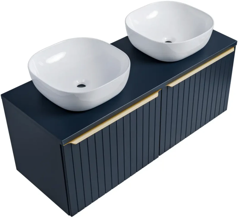 Zestaw mebli łazienkowych SANTA FE DEEP BLUE B z szafką pod umywalkę 2x60 cm - 5 elementów