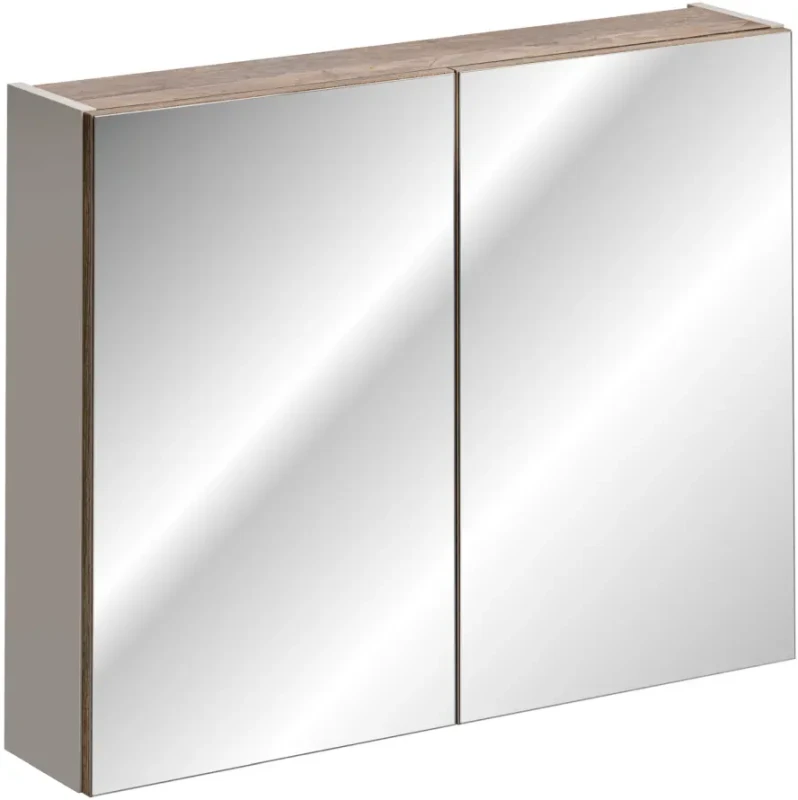 Zestaw mebli łazienkowych SANTA FE TAUPE A4 taupe/dąb vintage z szafką pod umywalkę 80 cm - 8 elementów