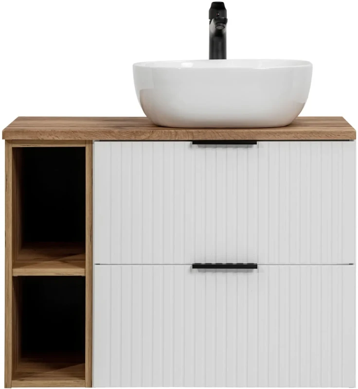 Zestaw mebli łazienkowych ADEL WHITE z umywalką SMILE i blatem 80 cm - 4 elementy