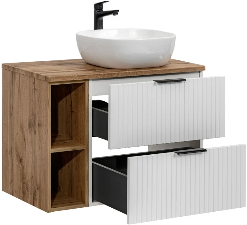 Zestaw mebli łazienkowych ADEL WHITE z umywalką SMILE i blatem 80 cm - 4 elementy