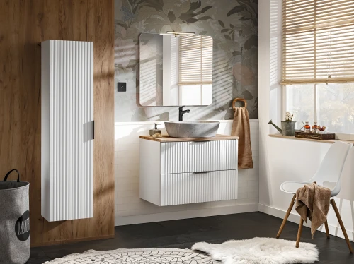 Zestaw mebli łazienkowych ADEL WHITE A04 z szafką pod umywalkę 80 cm - 6 elementów