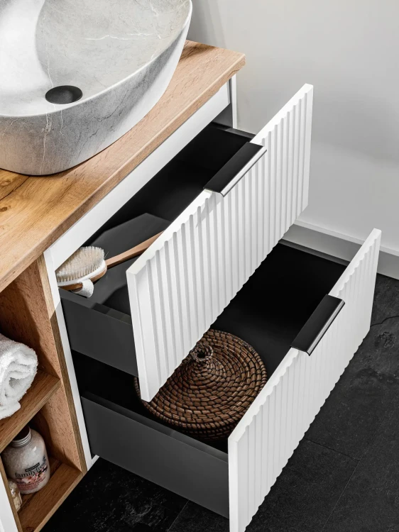 Zestaw mebli łazienkowych ADEL WHITE z szafką pod umywalkę 80 cm - 6 elementów