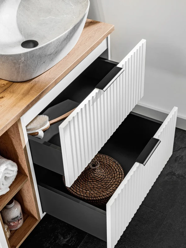 Zestaw mebli łazienkowych ADEL WHITE z szafką pod umywalkę 80 cm - 6 elementów