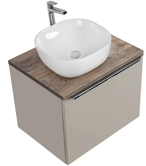 Zestaw mebli łazienkowych SANTA FE TAUPE A1 taupe/dąb vintage z szafką pod umywalkę 60 cm - 6 elementów