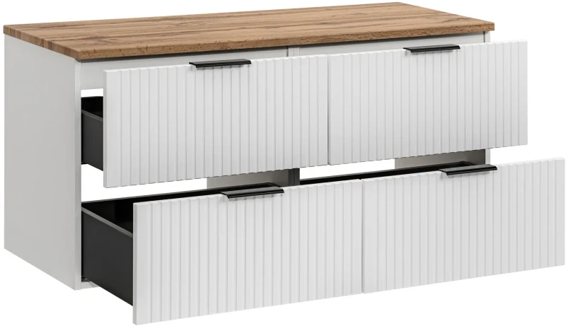 Zestaw mebli łazienkowych ADEL WHITE z dwoma umywalkami SMILE i blatem 120 cm - 5 elementów
