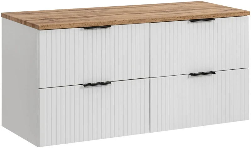 Zestaw mebli łazienkowych ADEL WHITE z dwoma umywalkami SMILE i blatem 120 cm - 5 elementów